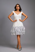 Load image into Gallery viewer, Off-shoulder White Dress With Shimmer Ruffles
