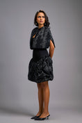 Load image into Gallery viewer, Strapless Black Dress with Voluminous Shimmer Skirt & Cape
