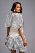 Load image into Gallery viewer, Strapless White Dress with Voluminous Shimmer Skirt & Cape
