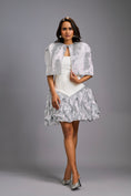 Load image into Gallery viewer, Strapless White Dress with Voluminous Shimmer Skirt & Cape

