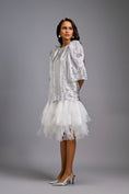Load image into Gallery viewer, White Shimmer Dress with Puff Sleeves & Tulle Hem
