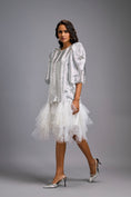 Load image into Gallery viewer, White Shimmer Dress with Puff Sleeves & Tulle Hem
