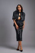 Load image into Gallery viewer, Black Shimmer Embroidered Midi Skirt

