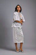 Load image into Gallery viewer, White Shimmer Embroidered Midi Skirt
