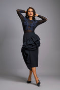 Load image into Gallery viewer, Blue Swarovski-Embroidered Top with Asymmetrical Skirt
