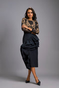 Load image into Gallery viewer, Gold Swarovski-Embroidered Top with Asymmetrical Skirt
