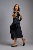 Load image into Gallery viewer, Gold Swarovski-Embroidered Top with Asymmetrical Skirt
