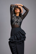 Load image into Gallery viewer, Grey Swarovski-Embroidered Top with Asymmetrical Skirt
