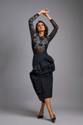 Load image into Gallery viewer, Grey Swarovski-Embroidered Top with Asymmetrical Skirt
