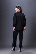 Load image into Gallery viewer, Black Stylish Jacket With Hand Embroidered Quilted Yoke
