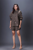 Load image into Gallery viewer, Olive Green Hand Embroidered Shirt With Shorts Co-Ord Set
