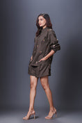 Load image into Gallery viewer, Olive Green Hand Embroidered Shirt With Shorts Co-Ord Set
