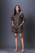 Load image into Gallery viewer, Olive Green Hand Embroidered Shirt With Shorts Co-Ord Set
