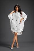Load image into Gallery viewer, White Oversized Shirt Dress with Butterfly Motifs
