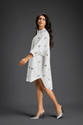 Load image into Gallery viewer, White Oversized Shirt Dress with Butterfly Motifs
