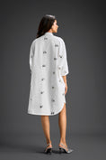 Load image into Gallery viewer, White Oversized Shirt Dress with Butterfly Motifs
