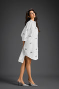 Load image into Gallery viewer, White Oversized Shirt Dress with Butterfly Motifs
