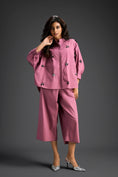 Load image into Gallery viewer, Pink Butterfly Embellished Pleated Shirt & Pants Set
