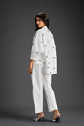 Load image into Gallery viewer, White Butterfly Embellished Pleated Shirt & Pants Set

