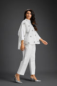 Load image into Gallery viewer, White Butterfly Embellished Pleated Shirt & Pants Set
