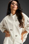 Load image into Gallery viewer, White Butterfly Embellished Pleated Shirt & Shorts Set

