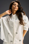 Load image into Gallery viewer, White Butterfly Embellished Pleated Shirt & Shorts Set
