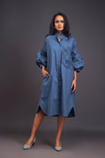 Load image into Gallery viewer, Oversized Shirt Dress With Embroidered Pocket
