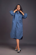 Load image into Gallery viewer, Oversized Shirt Dress With Embroidered Pocket
