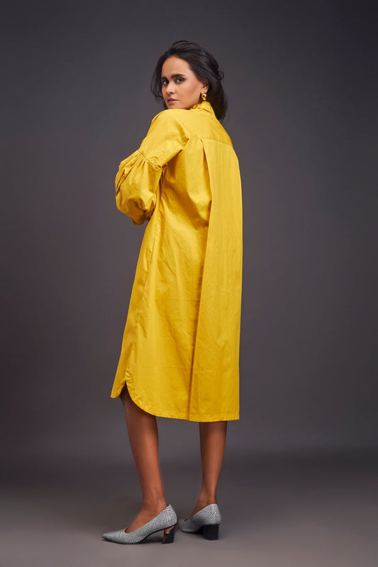 Oversized Shirt Dress With Embroidered Pocket