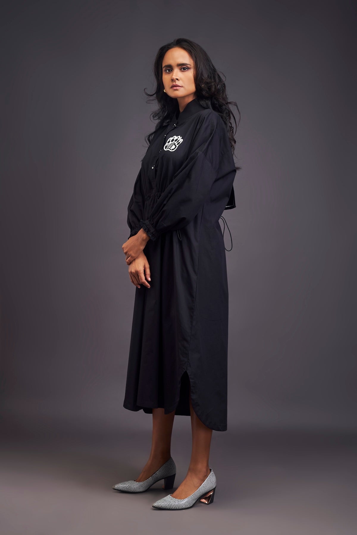 Oversized Dress With Ruched Detailing On The Waist