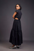 Load image into Gallery viewer, Lapel Collar Long Dress With Side Cutouts
