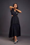 Load image into Gallery viewer, Lapel Collar Long Dress With Side Cutouts
