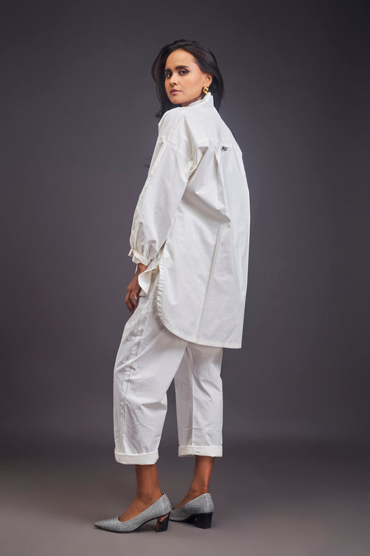 High-low Shirt & Pants Co-ord Set With Patchwork