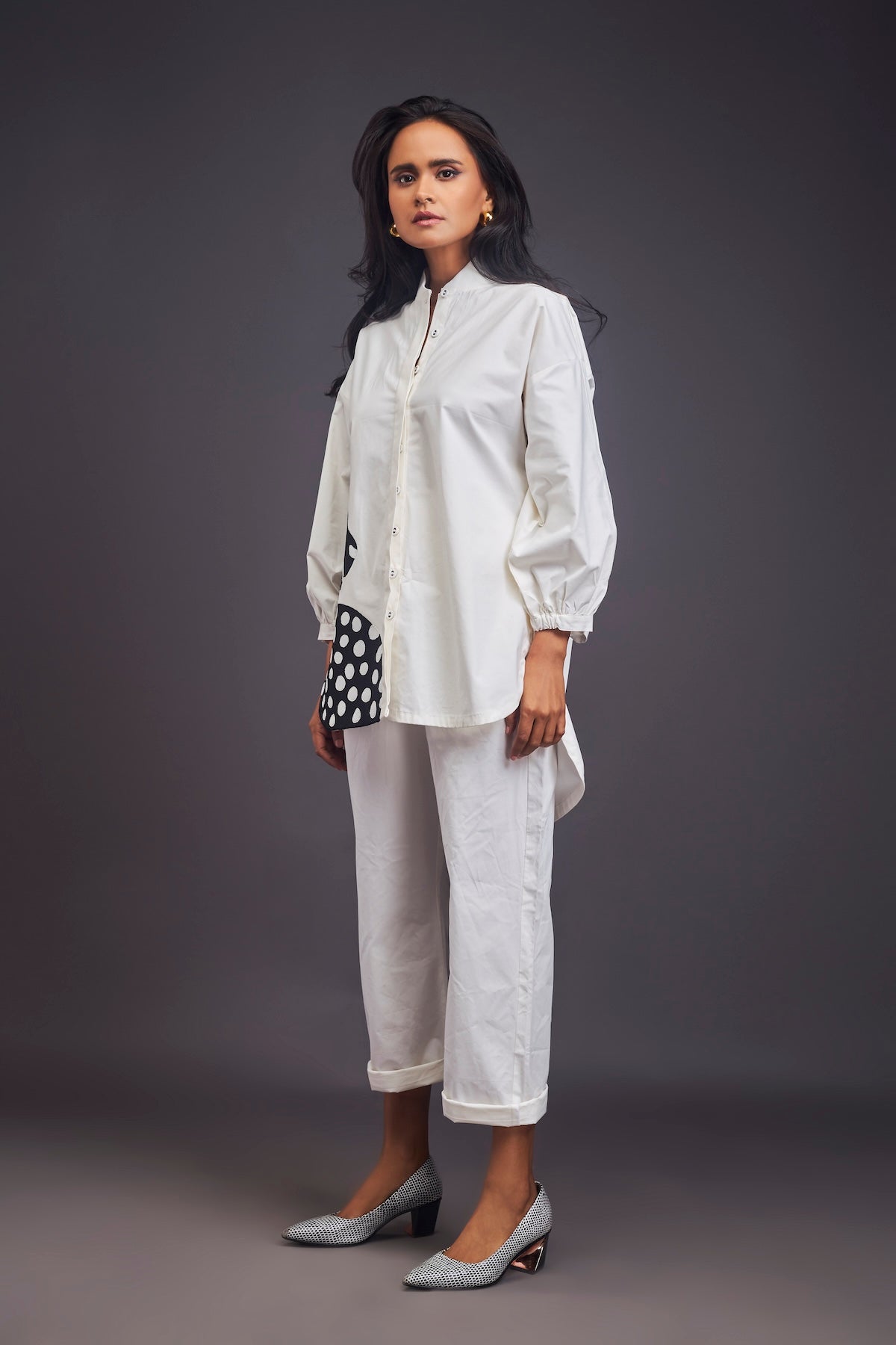 High-low Shirt & Pants Co-ord Set With Patchwork