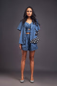 Load image into Gallery viewer, Blue Oversized Cuban Collared Shirt
