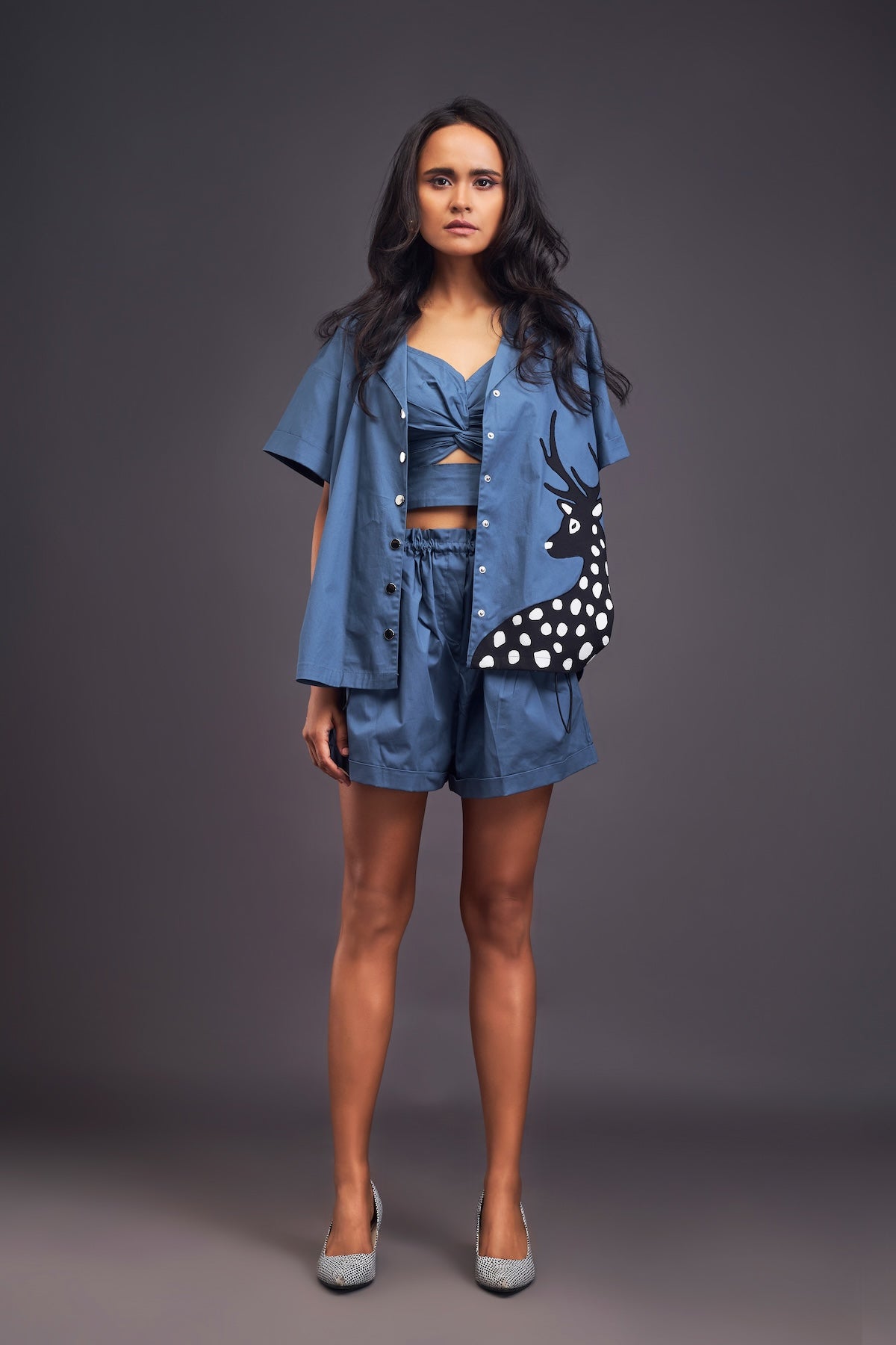 Blue Oversized Cuban Collared Shirt