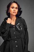 Load image into Gallery viewer, Button-Down Shirt with Metallic Embellishments & Shorts
