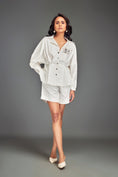 Load image into Gallery viewer, Button-Down Shirt with Metallic Embellishments & Shorts
