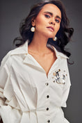 Load image into Gallery viewer, Button-Down Shirt with Metallic Embellishments & Shorts
