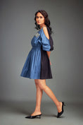 Load image into Gallery viewer, Two-Tone Off-Shoulder Dress with Metallic Embellishments
