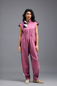 Load image into Gallery viewer, PINK DRAWSTRING JUMPSUIT WITH NEON PINK PANEL SIDE DETAIL
