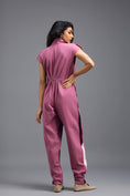 Load image into Gallery viewer, PINK DRAWSTRING JUMPSUIT WITH NEON PINK PANEL SIDE DETAIL
