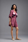 Load image into Gallery viewer, PINK LINEN PLAYSUIT WITH NEON COLOUR-BLOCK POCKET PANEL
