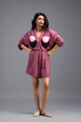 Load image into Gallery viewer, PINK LINEN PLAYSUIT WITH NEON COLOUR-BLOCK POCKET PANEL

