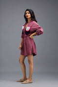 Load image into Gallery viewer, PINK LINEN PLAYSUIT WITH NEON COLOUR-BLOCK POCKET PANEL

