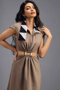 Load image into Gallery viewer, MUD FIT-AND-FLARE DRESS WITH NEON CONTRAST COLLAR
