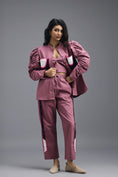 Load image into Gallery viewer, PINK TAILORED PANTS WITH NEON GEOMETRIC POCKET PANEL DETAIL
