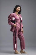 Load image into Gallery viewer, PINK SHIRT WITH CROPPED BRALETTE AND NEON GEOMETRIC PANEL DETAIL
