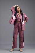 Load image into Gallery viewer, PINK SHIRT AND BRALETTE WITH NEON GEOMETRIC PANEL DETAIL
