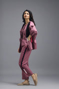 Load image into Gallery viewer, PINK TAILORED PANTS WITH NEON GEOMETRIC SIDE PANEL DETAIL
